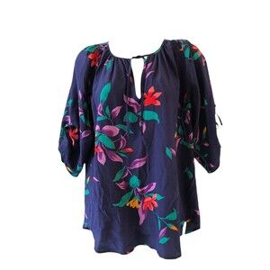Yumi Kim Silk Floral Tie Sleeve 100% SIlk  Blouse Small